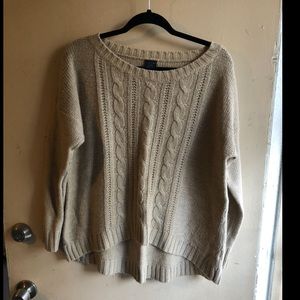 Faded Glory crop high-low tan cable knit sweater